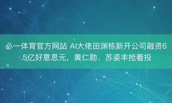 必一体育官方网站 AI大佬田渊栋新开公司融资6.5亿好意思元，黄仁勋、苏姿丰抢着投