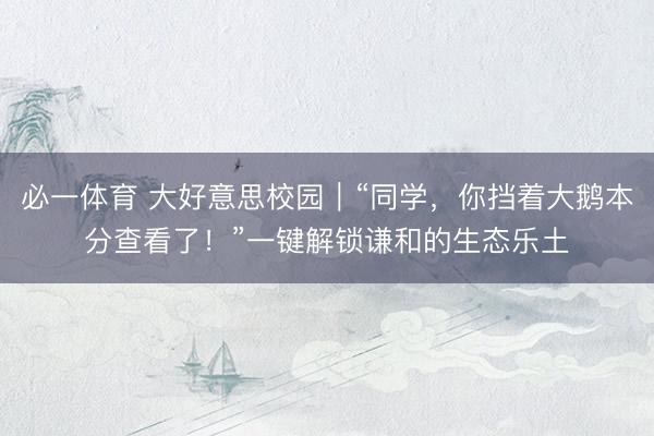 必一体育 大好意思校园｜“同学，你挡着大鹅本分查看了！”一键解锁谦和的生态乐土