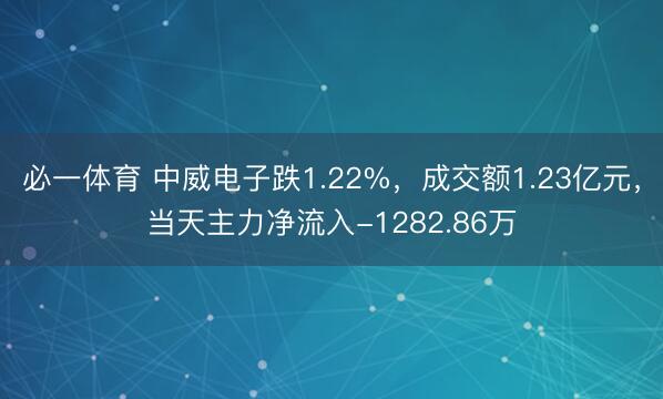 必一体育 中威电子跌1.22%，成交额1.23亿元，当天主力净流入-1282.86万