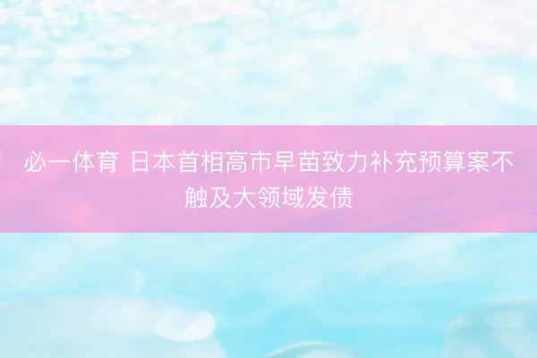 必一体育 日本首相高市早苗致力补充预算案不触及大领域发债