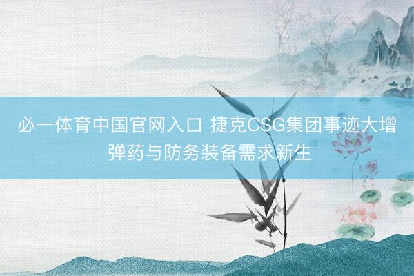 必一体育中国官网入口 捷克CSG集团事迹大增 弹药与防务装备需求新生