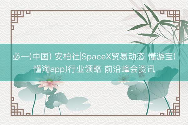 必一(中国) 安柏社|SpaceX贸易动态 懂游宝(懂淘app)行业领略 前沿峰会资讯