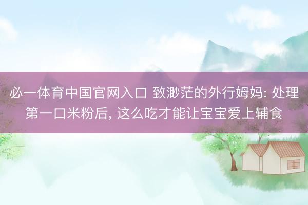 必一体育中国官网入口 致渺茫的外行姆妈: 处理第一口米粉后， 这么吃才能让宝宝爱上辅食