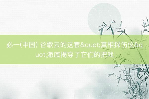 必一(中国) 谷歌云的这套"真相探伤仪"澈底揭穿了它们的把戏