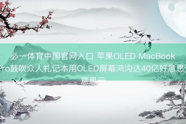 必一体育中国官网入口 苹果OLED MacBook Pro鼓吹众人札记本用OLED屏幕鸿沟达40亿好意思元