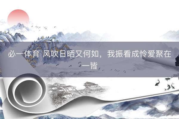 必一体育 风吹日晒又何如，我振看成怜爱聚在一皆