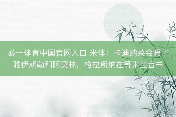 必一体育中国官网入口 米体：卡迪纳莱会晤了雅伊斯勒和阿莫林，格拉斯纳在等米兰音书