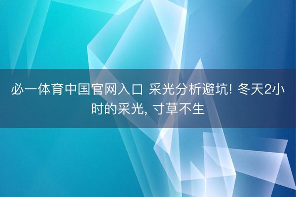 必一体育中国官网入口 采光分析避坑! 冬天2小时的采光， 寸草不生