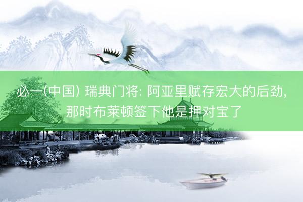 必一(中国) 瑞典门将: 阿亚里赋存宏大的后劲， 那时布莱顿签下他是押对宝了